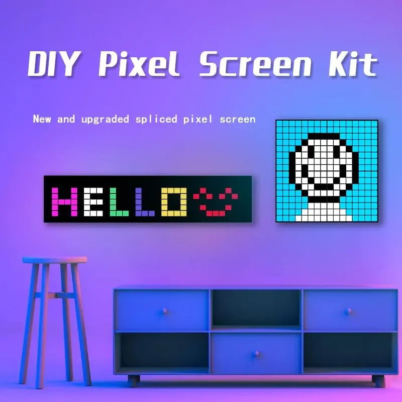 

3+1 Smart Splicing LED Pixel Panel Lamp RGB DIY Graffiti Bluetooth App Control Text Screen Display For Bedside Home Room Decor