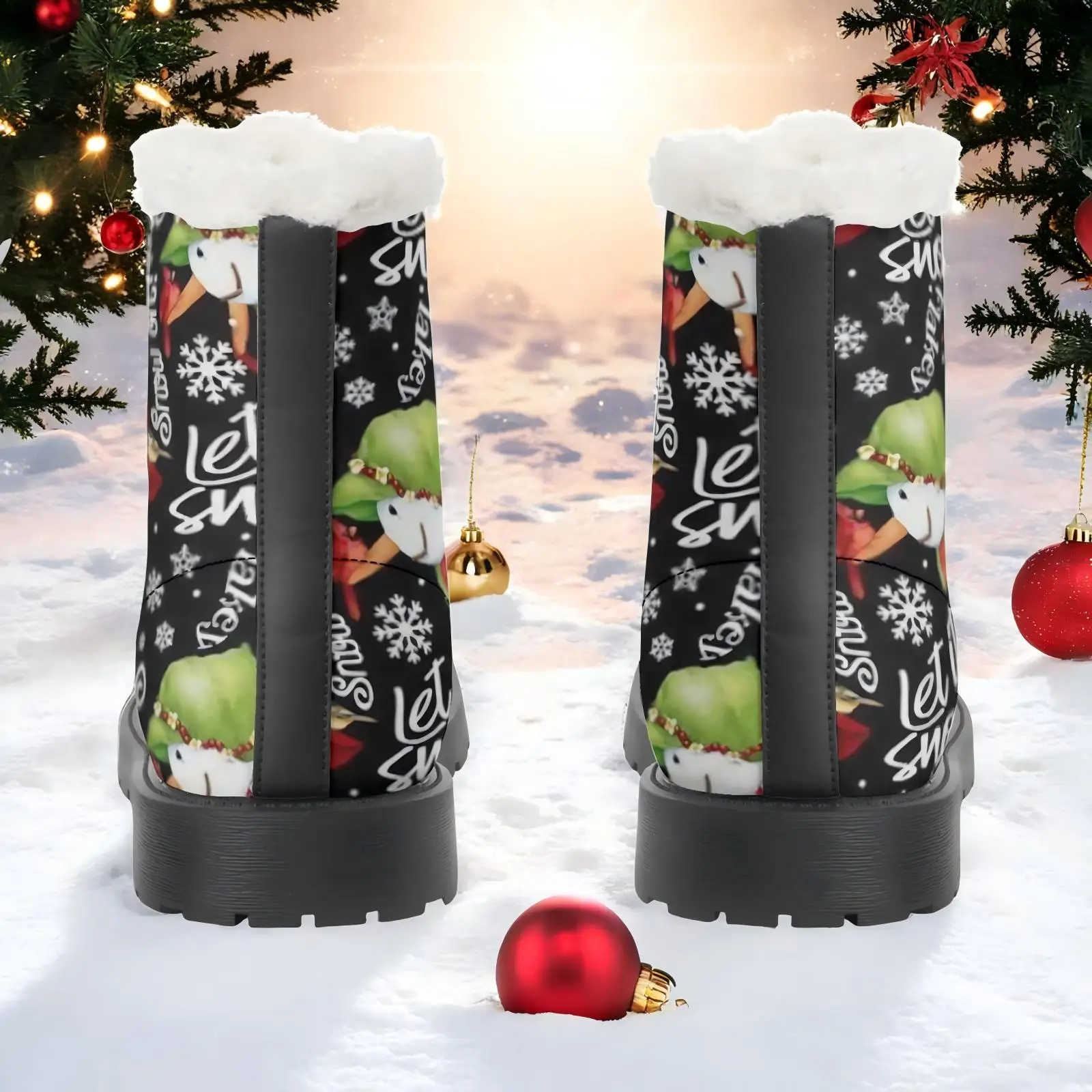 لطيف ثلج الكرتون طباعة أفخم الأحذية عارضة الأحذية منتصف العجل الأحذية المألوف الكلاسيكية تنوعا الخريف والشتاء الأحذية