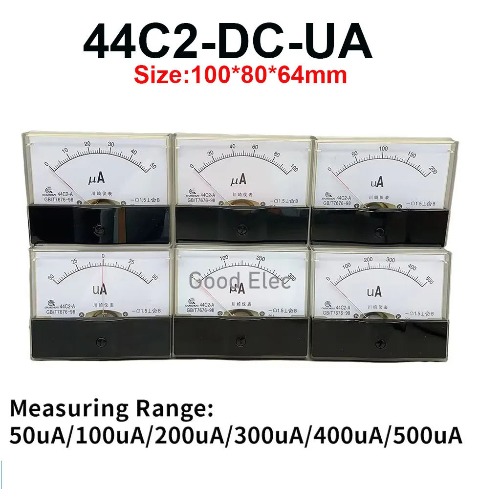 

44C2 DC μA 50UA 100UA 200UA 300UA 500UA Analog Panel Pointer type DC ammeter 44C2-UA mechanical meter ammeter