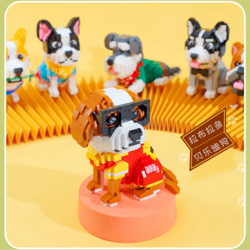 

Assembly Mini Blocks Toys Animal French Bulldog Corgi Labrador Diamond Bricks Schnauzer Kids Gifts Husky Girls Present Pet Shop