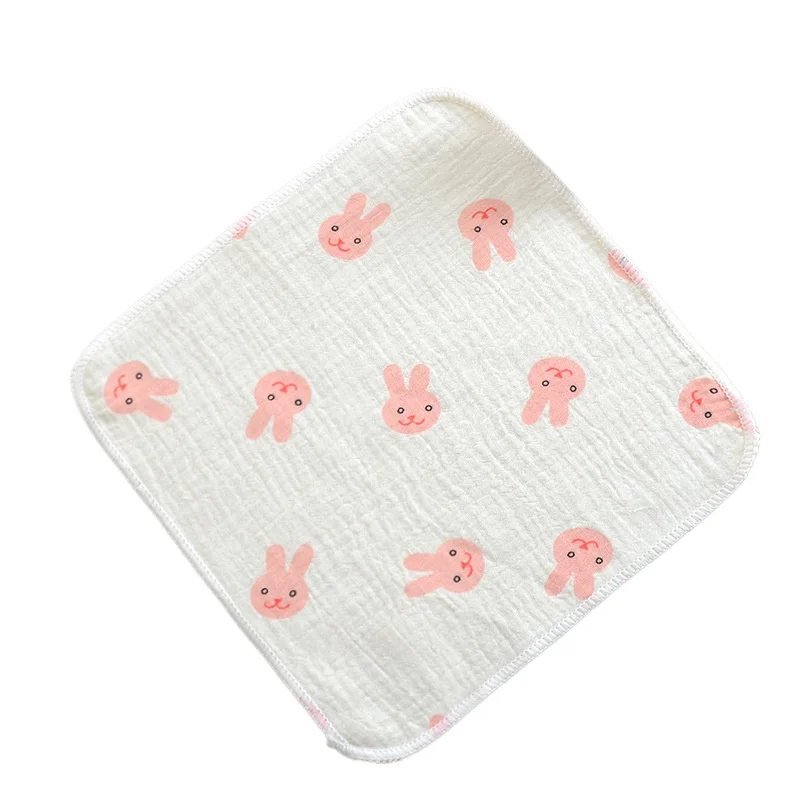 منشفة شاش للأطفال حديثي الولادة - مربعة صغيرة من القطن الخالص، حافة مغلقة مكونة من 4 طبقات، استخدام للوجه/اللعاب، نمط لطيف، ناعم ماص، لطيف
