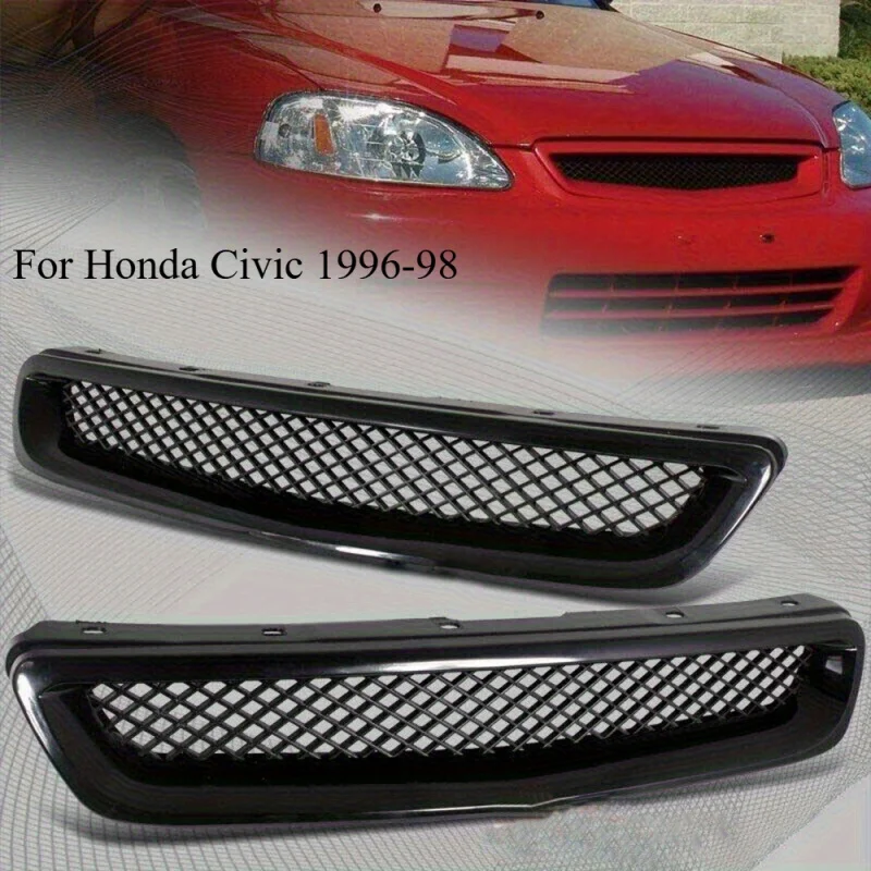 تعديل شبكة الشبكة الأمامية للسيارة مناسب لشواية مدخل السيارة من ألياف الكربون ABS Honda Civic 1996-98