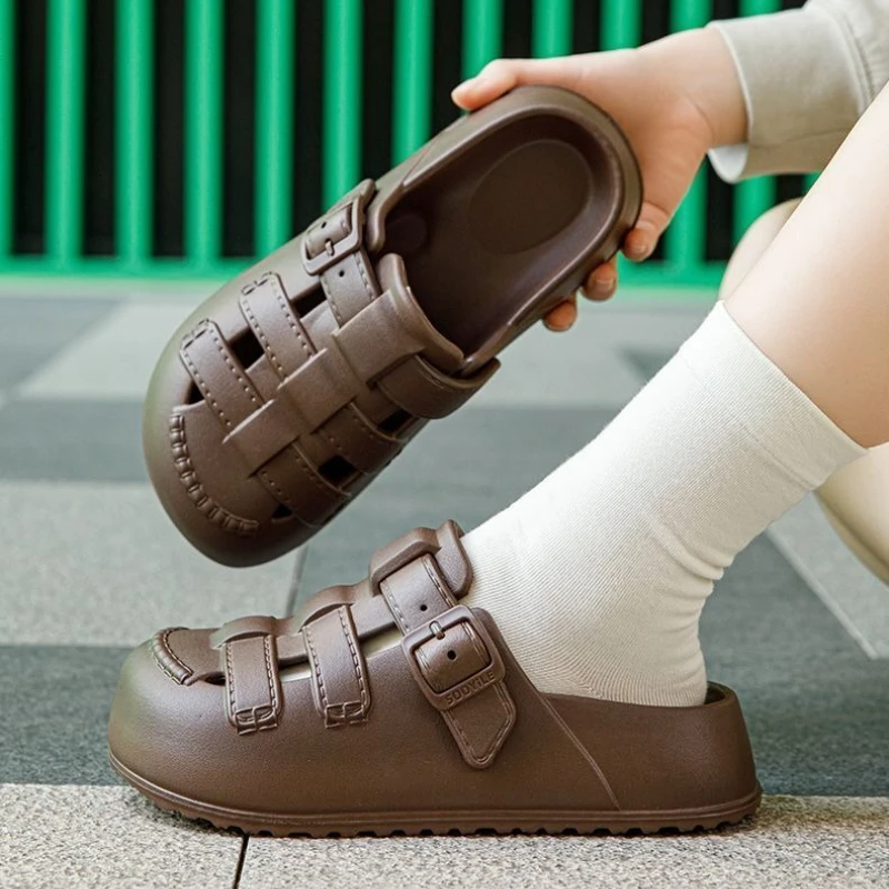 

Hollow Height Slides Outside Thick Buckle Women's Slippers and Ladies Sandals Summer Footwear Original Cheap Liquidation Shoes