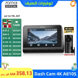 70mai Dash Cam 4K A810S HDR IMX678 Supercapacitor 4G LTE Remote Control Wi-Fi 6 Voice Control GPS ADAS Car Camera 70mai A810S