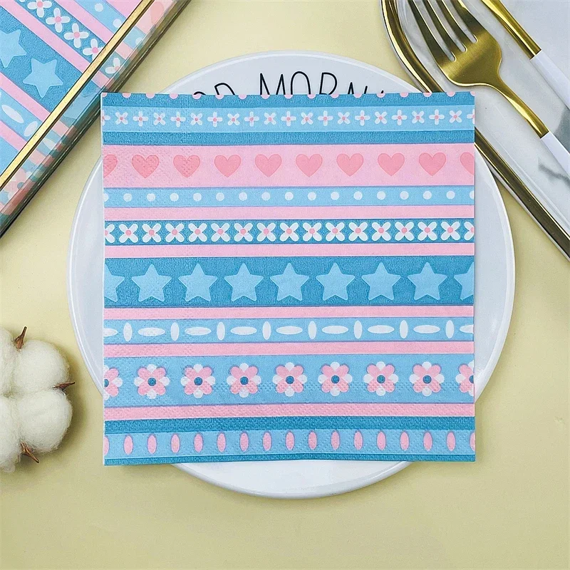 

20pcs/Pac 33cm Printed Napkins Creative Square Napkins DIY Disposable Placemats Star Love Pattern Party Coloured Paper Napkins