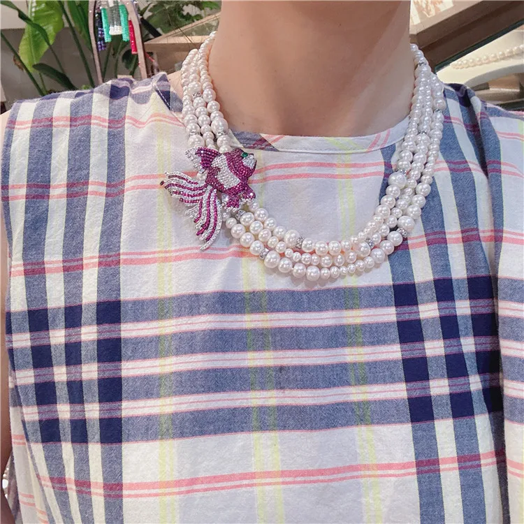 

Natural freshwater pearl necklace with niche design, high-end multi-layered collarbone with detachable brooch necklace