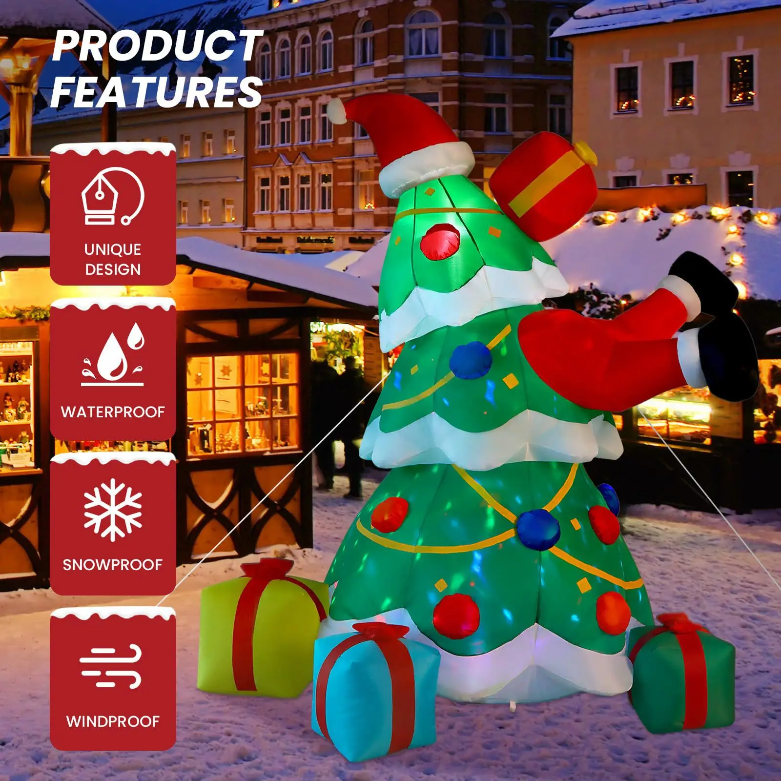 8FT 2.4M Christmas Tree Inflatable Built-in LED Lights Inflatable Model Ornament Xmas Party New Year Garden Indoor Outdoor Deco