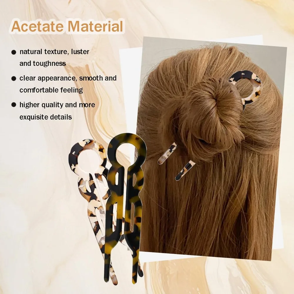 4 horquillas francesas Lialys para mujer, horquillas elegantes de prestige de 4,33 pulgadas de longitud, adecuadas para tipos de cabello grueso, medio y largo