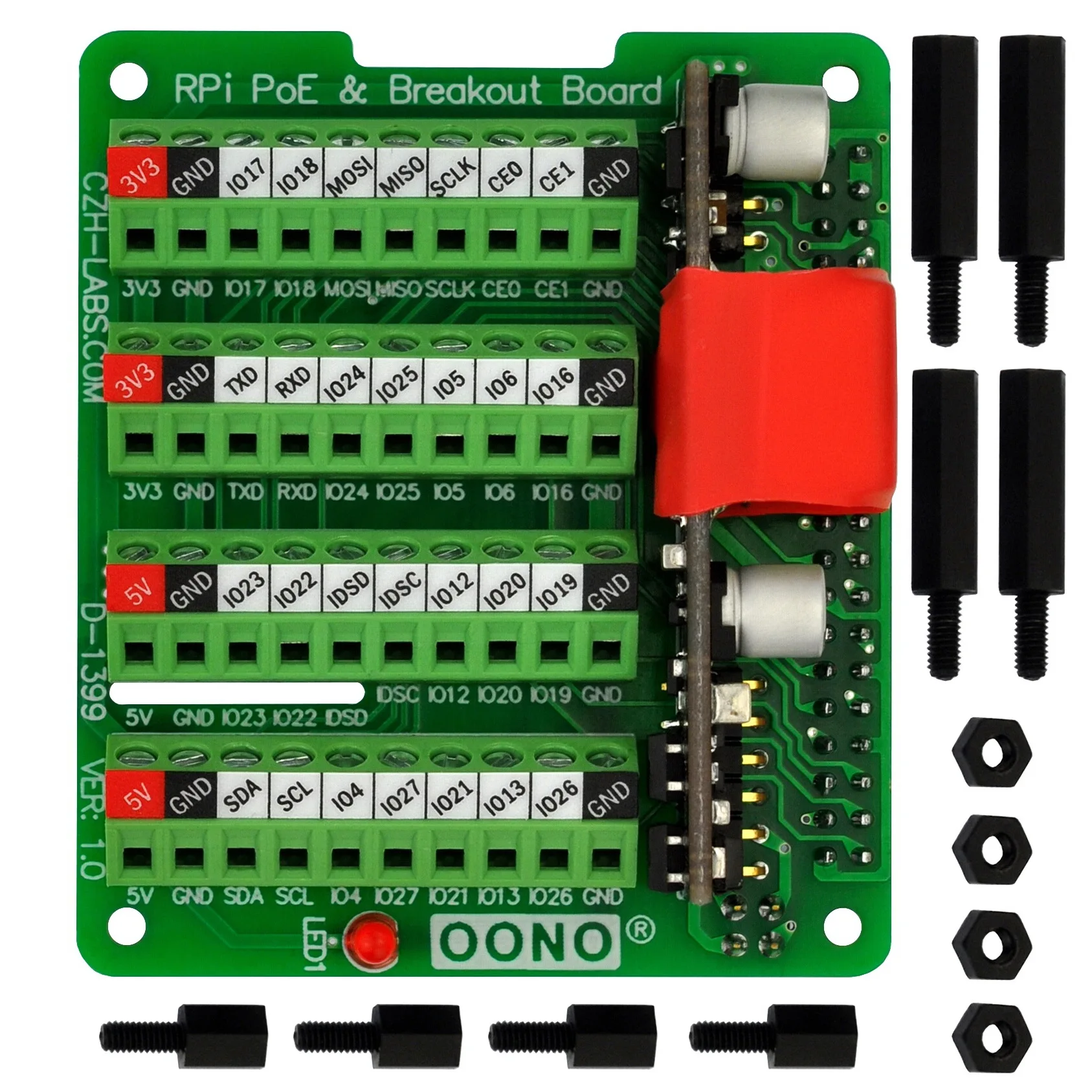 

RPi PoE & Terminal Block GPIO Breakout Board Module for Raspberry Pi