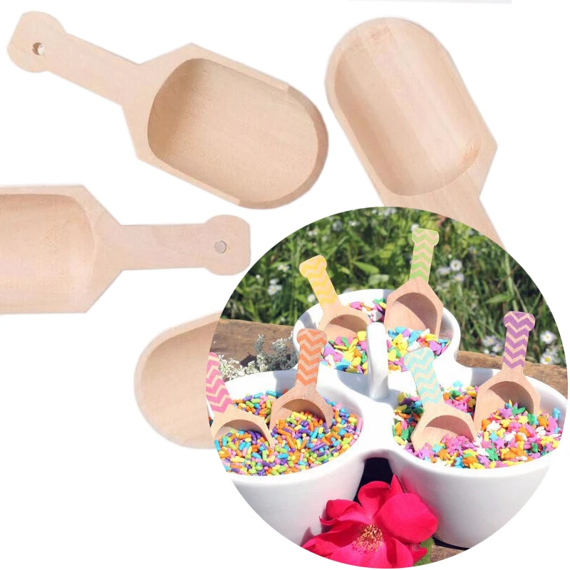 Large Wooden Handle Small Salt Shovel Scoop Teaspoon Ground Milk Powder Coffee Scoops Kids Birthday Party Supply