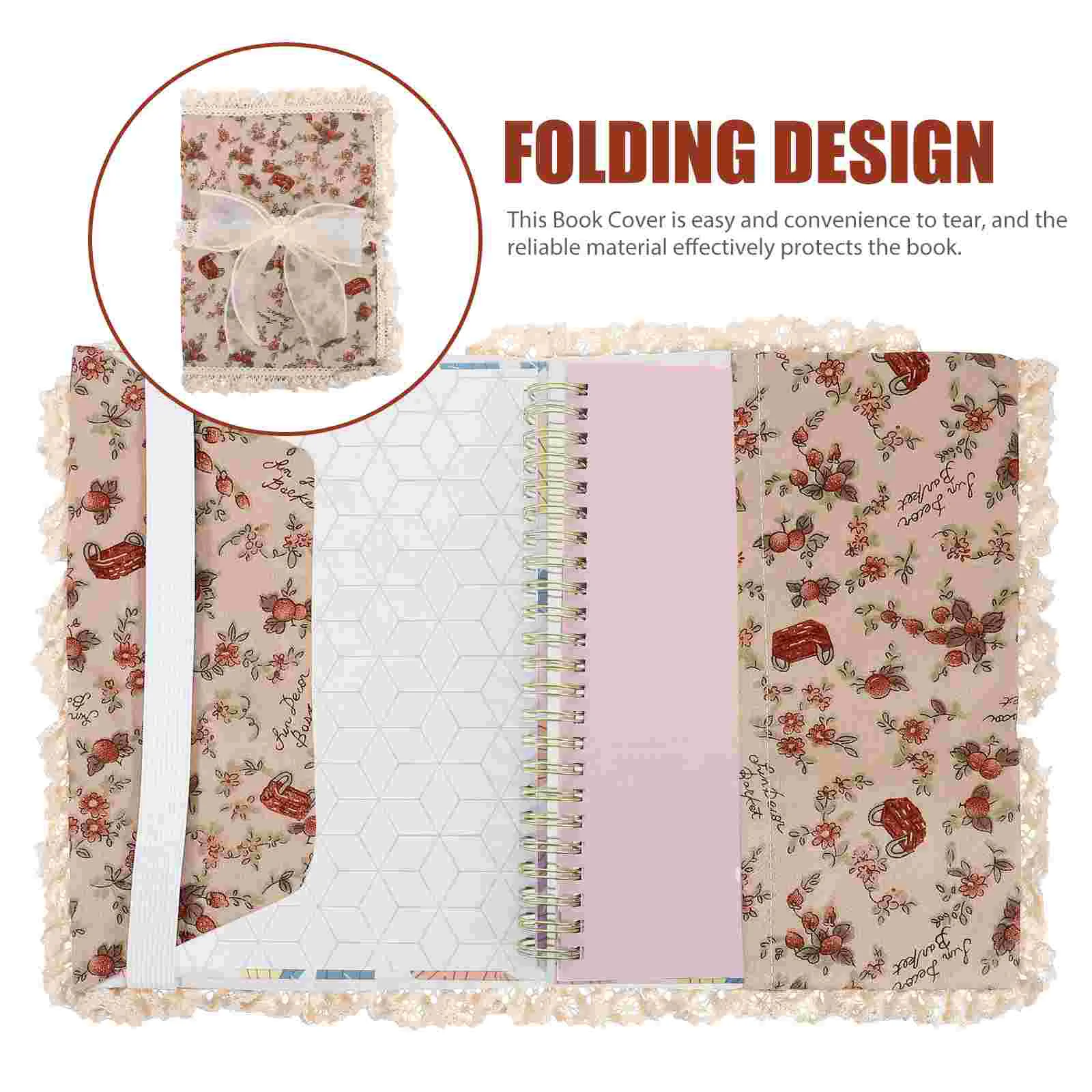 Protector Hand Ledger Book Jacket Lace Fabric Retro Classic Diary Cover (a5) Bookshelf Decor Delicate Polyester Hand-made