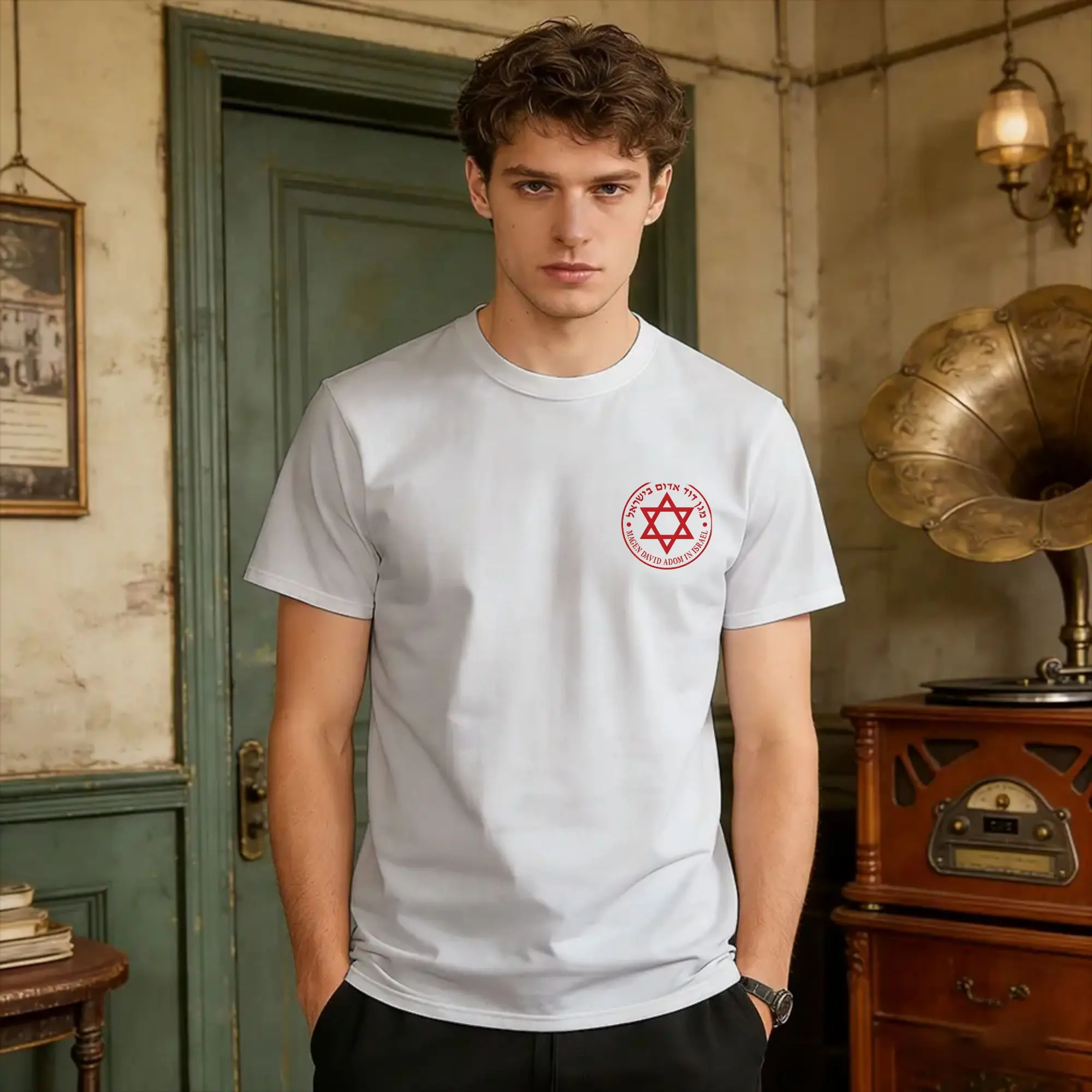MDA Magen David Adom Small Logo . T Shirt Men  Vintage T-Shirts Summer O Neck Hip Hop Tees Hot Sale Oversized Tops