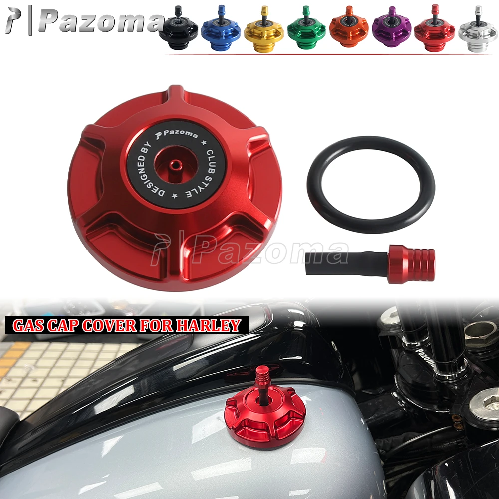 Pazoma Tankdeckel für Harley Softail Dyna Touring Road King Sportster XL 883 1200 Motorrad CNC Aluminium Öl- und Kraftstofftankabdeckung