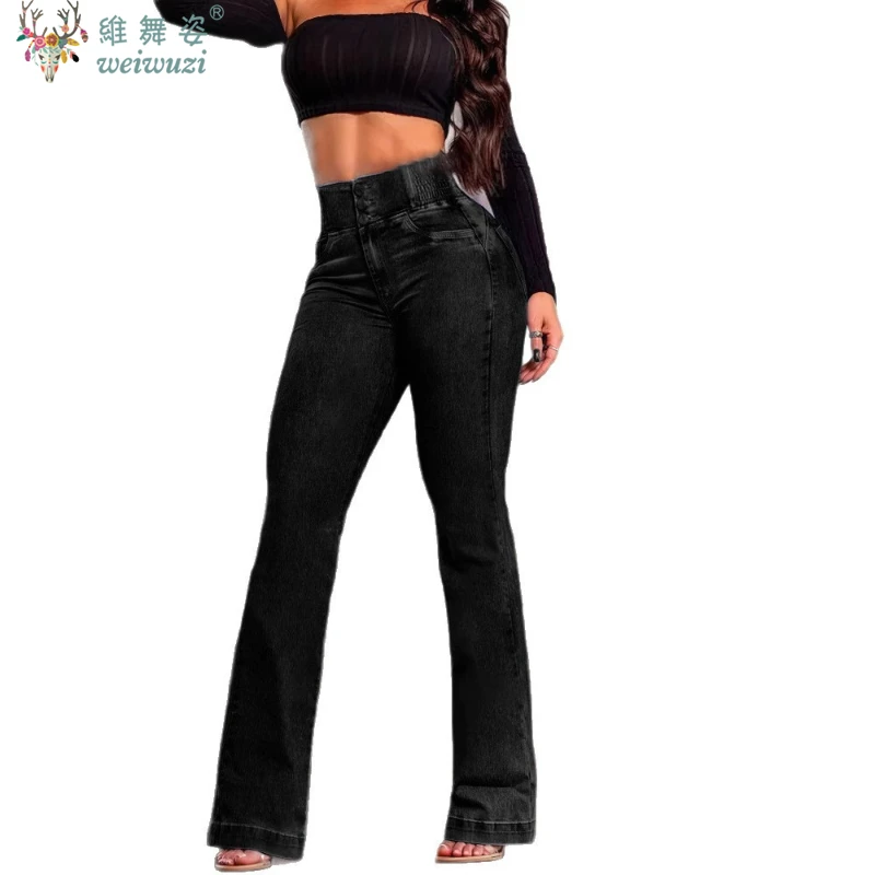 High Waisted Loose Blue Flared Jeans Women Quality Casual Elasticity Slim Fit Denim Pants Fall Fashion StreetStyle 2025 Hot Sale