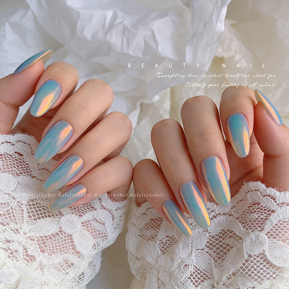 1Jar Mermaid Aurora Chameleon Nail Powder Ultra Fine Transparent Glass Chrome Pigment Dust for Iridescent Mirror Nail Decoration