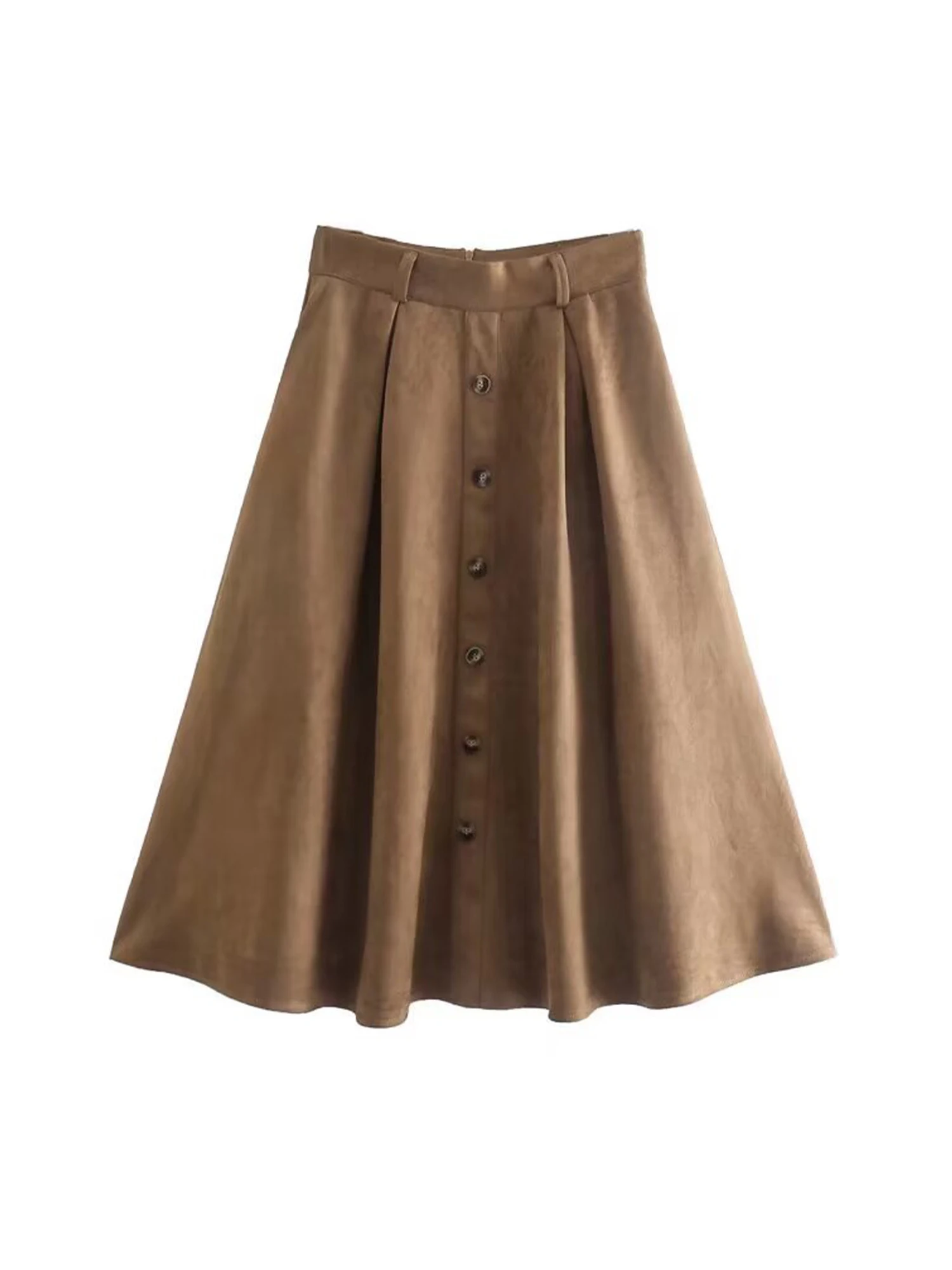 

Женская коричневая юбка трапециевидной формы, винтажная Y2k Gyaru, эстетичная модная замшевая юбка средней длины, кожаные юбки в стиле Харадзюку, одежда 2000-х годов, осень