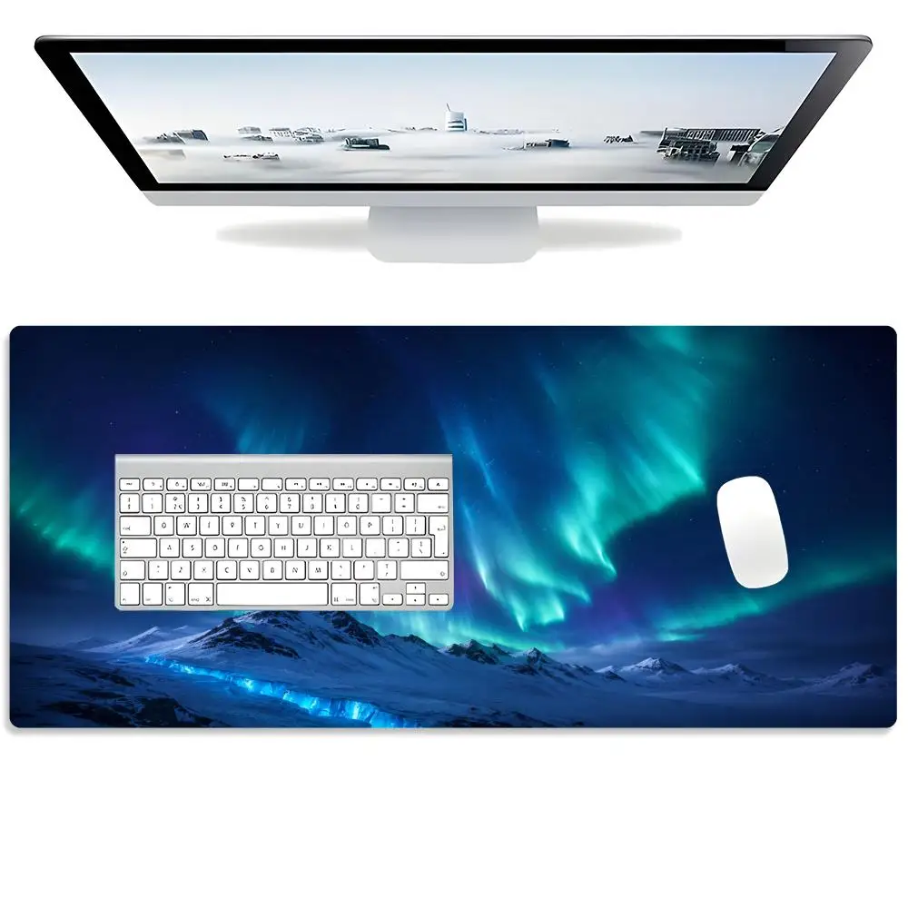 Oriental Ink Art Snow Peak Ice Field Scenery Big Anti-Slip Extended Gaming Mouse Pad Desk Keyboard Mat