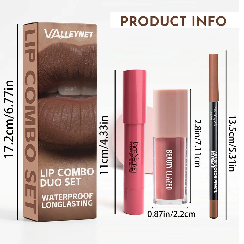 5 قطعة مجموعة كومبو الشفاه النهائية ماتي أحمر الشفاه السائل بطانة الشفاه + زيت ملمع الشفاه طويلة الأمد مقاوم للماء مجموعة الشفاه عارية الشفاه كومبو #4