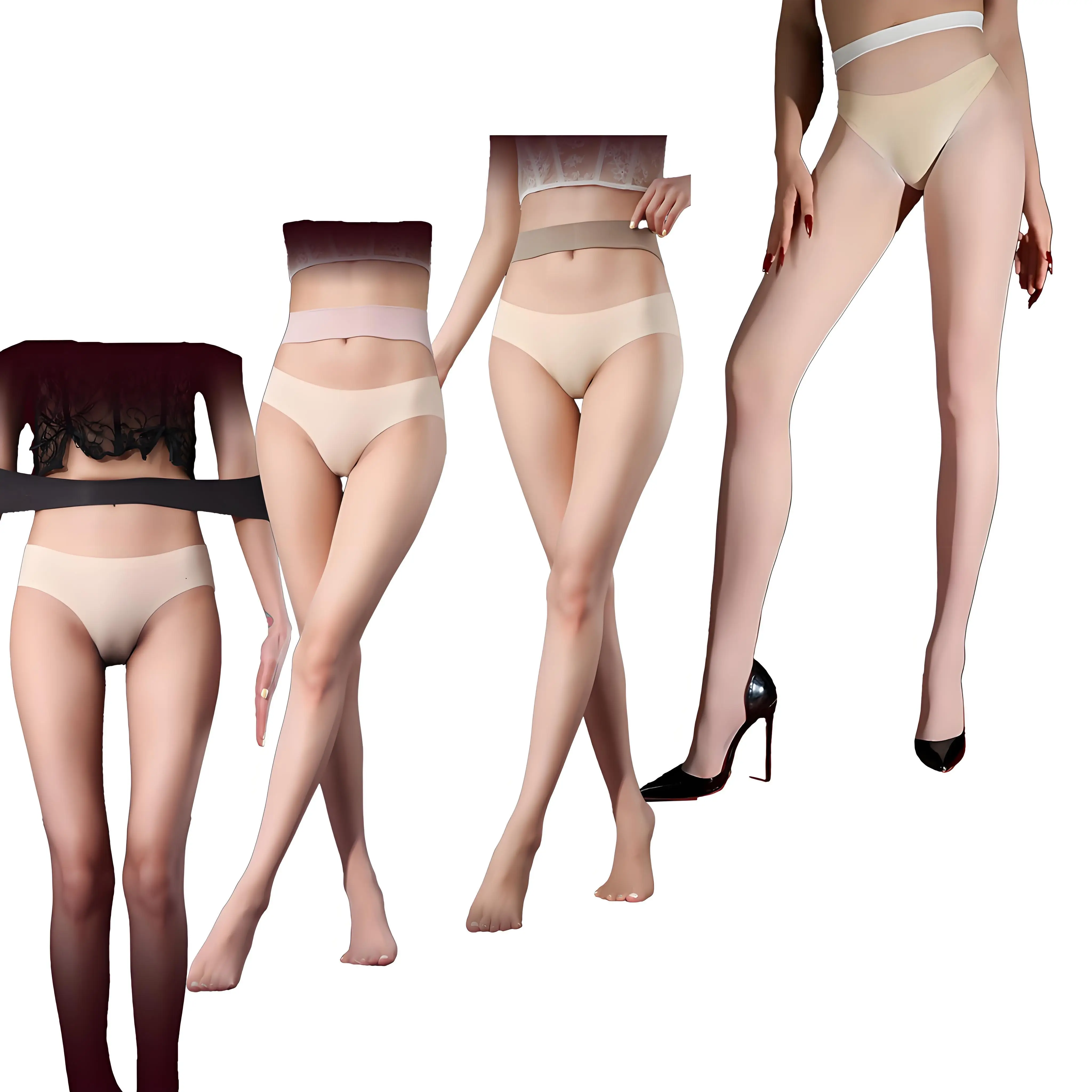 Ultra Invisible Stockings 566 Needle High Density Pantyhose High-Stretch Deep Crotch Seamless Sheer Air Hostess Socks Stockings