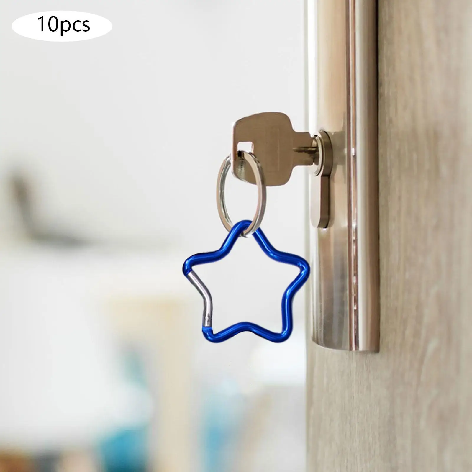 10Pcs Aluminum Carabiner Five Pointed Star Shaped Key Chain Clip Outdoor Camping Keyring Hook Water Bottle Hanging Buckle