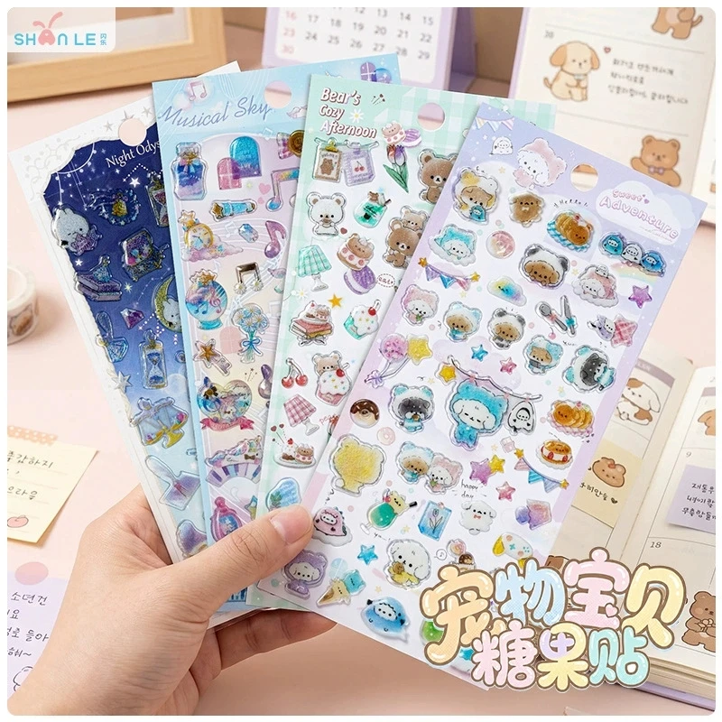 1/3/6 autocollants décoratifs 3D en forme de bonbons et cristaux, mignons et doux, pour journal, scrapbook, cartes, albums mobiles et collages DIY