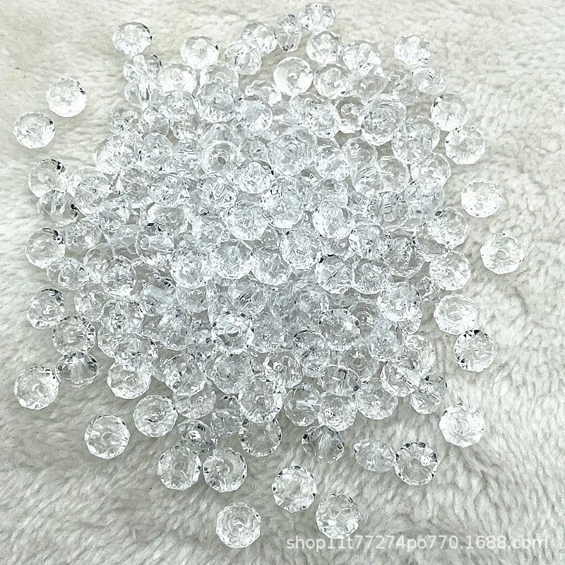 TX21 6/8/10mm Polychrome Transparent Faceted Flat Acrylic Beads Beads Jewellery Making DIY Handmade Bracelet Bead Accessories