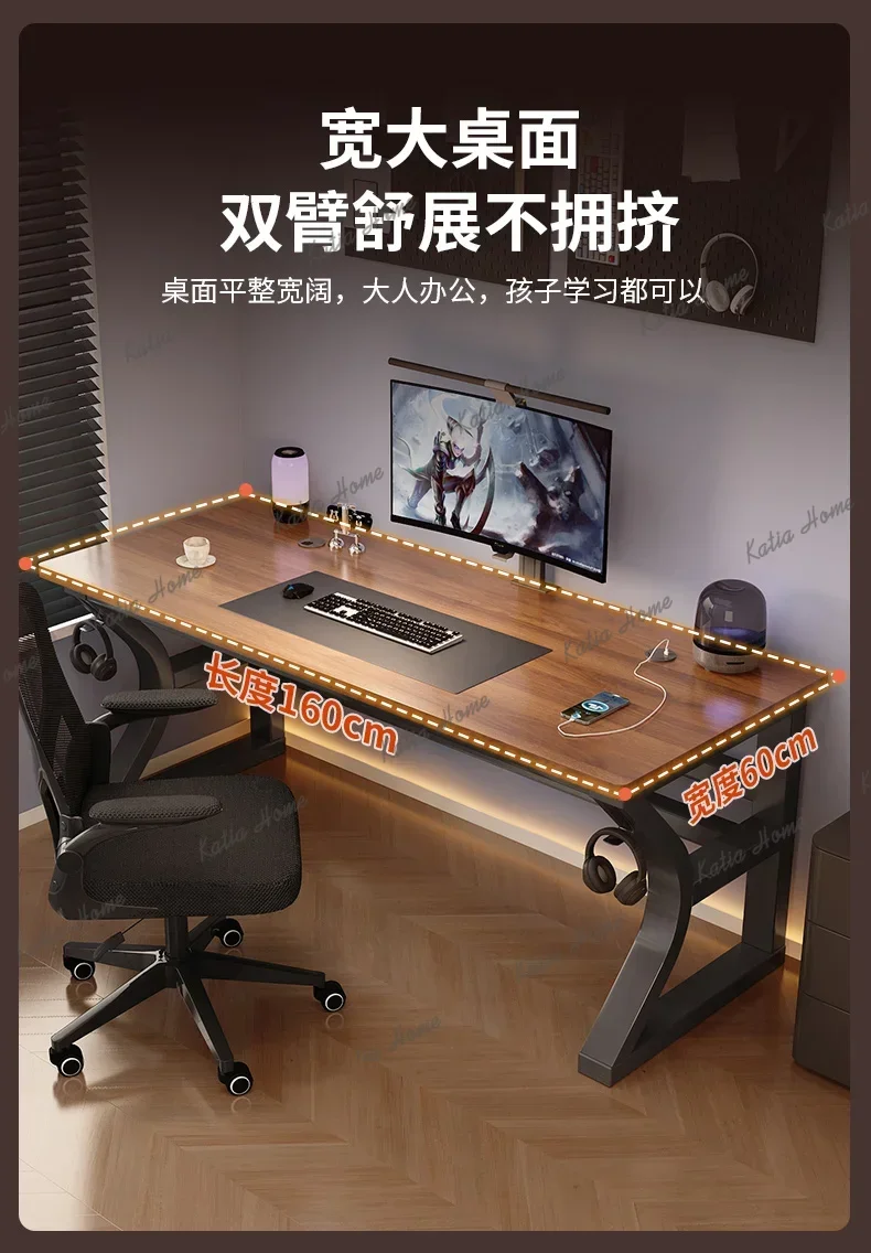 YJ  Wooden Designer Modern Office Desks Luxury Home Writing Large Laptop Computer Desks Gaming Standing Escritorio Furniture