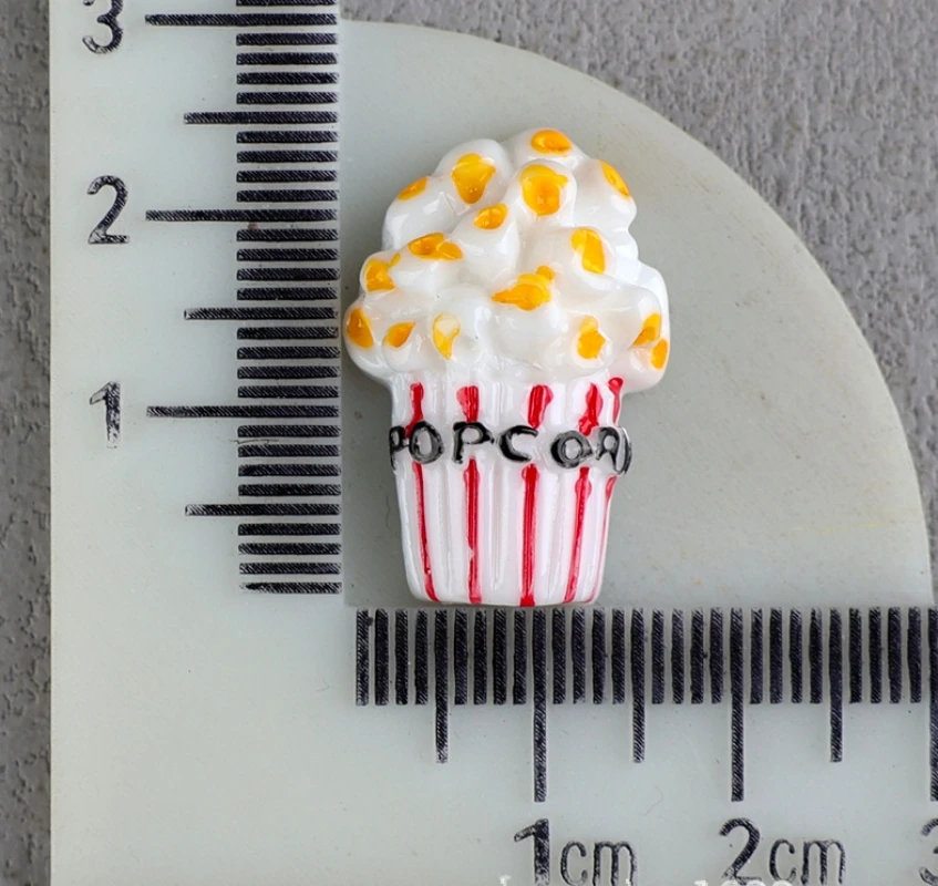 Popcorn Kawaii Resin Foods Flatback Cabochons For Hair Bow Centers Wholesale Food Play DIY Scrapbooking Decoration Accessory