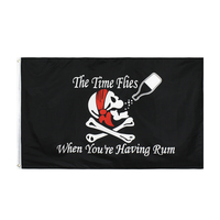 FLAGHUB 90X150cm Jolly Roger Skull Bone Drinking The Time Flies When You Are Having Rum Pirate Flag For Wine Bar Decoration