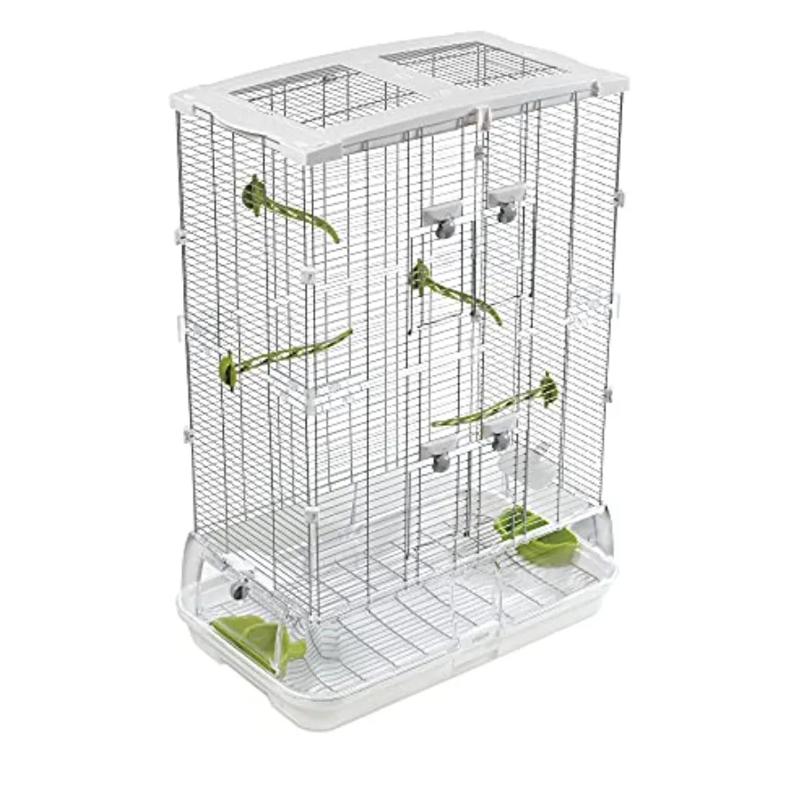 

M02 Wire Bird Cage for Parakeets Finches Canaries: Medium size galvanized steel silver rust-resistant and easy-clean design