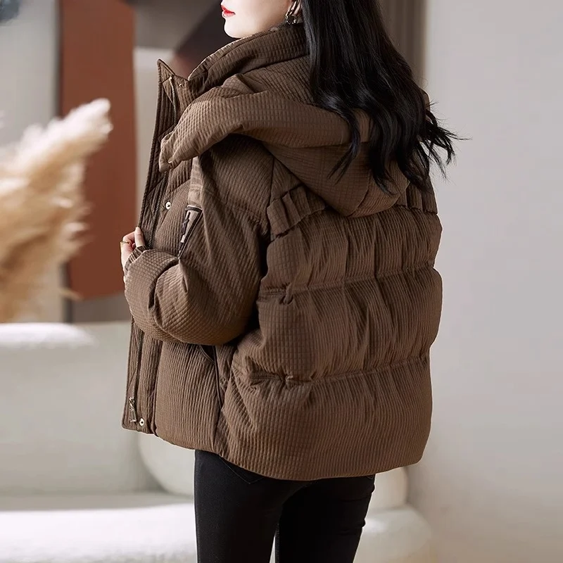 Women's Short down Cotton Jacket Winter 2024 New Style Small Size High End Fashion Thick Warm Beautiful Reed Outerwear