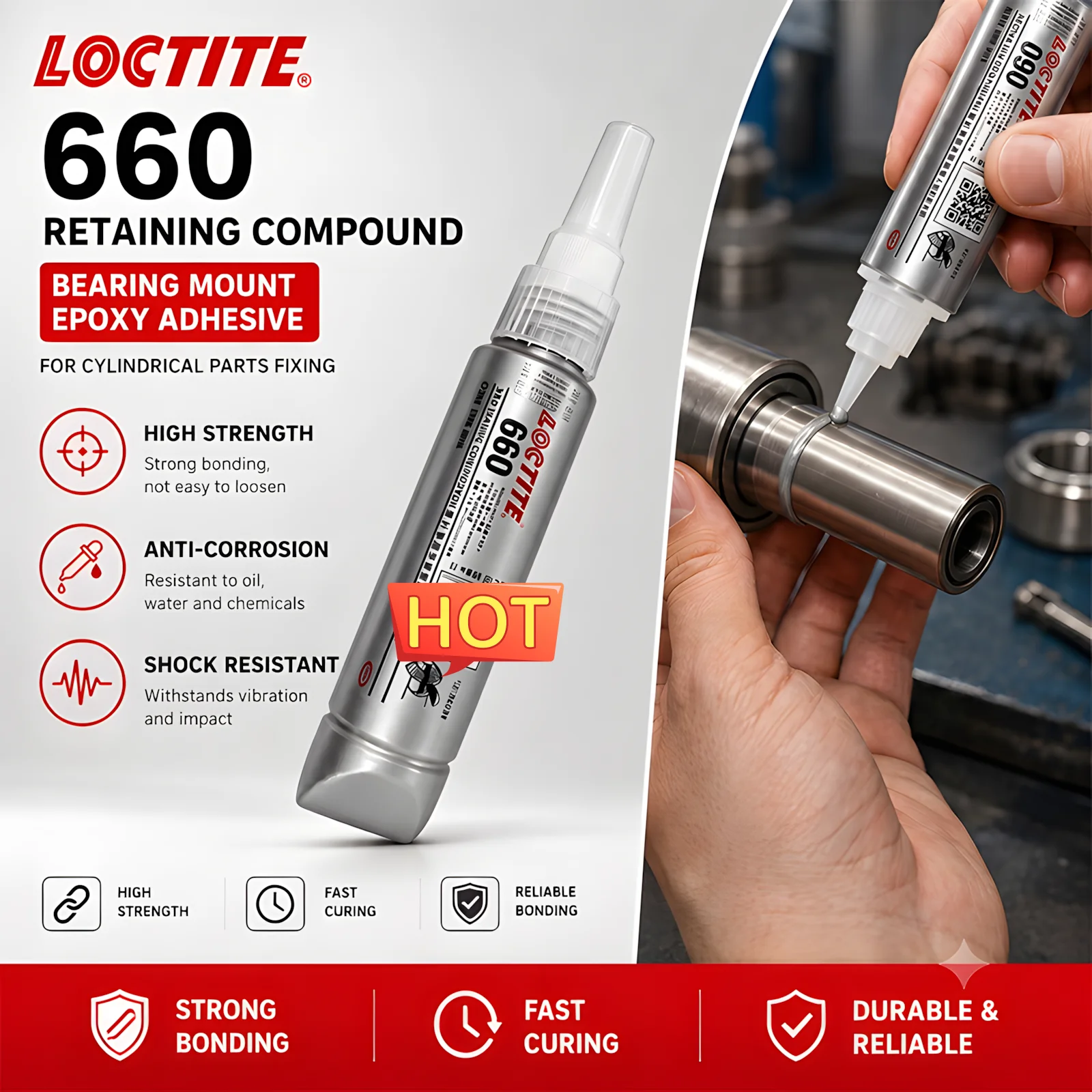 Loctite 660 Original High Strength Anaerobic Threadlocker Sealant 50ml Retaining Compound for Durable Thread Locking