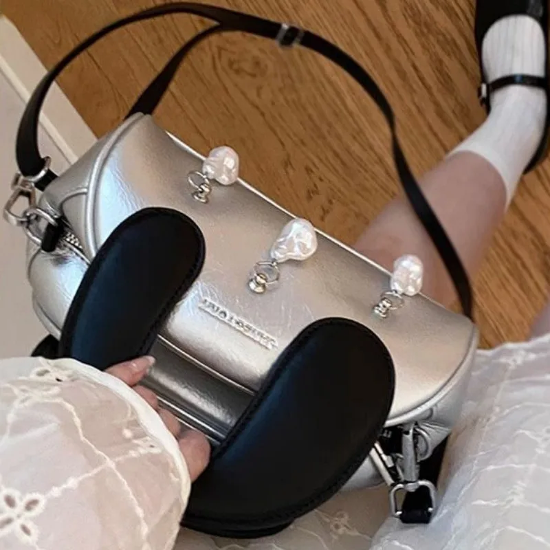 Niche Design Cute Portable Fashion Handbags Female 2024 New Popular All-match Shoulder Bags Beading Crossbody Bag