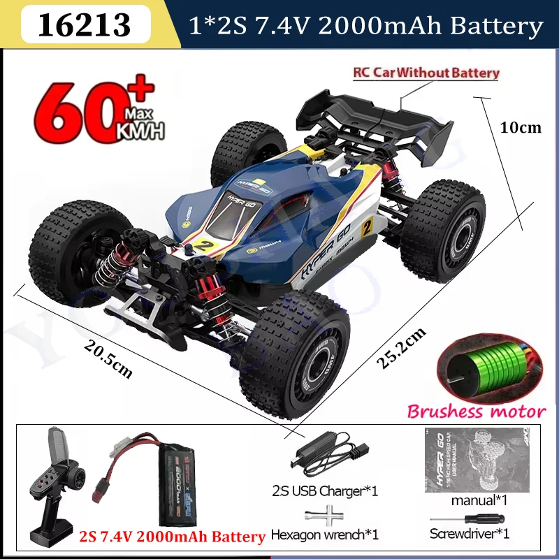 MJX Hyper Go 16212 16213 16218 1/16 4WD RC Car 60KM/H Brushless RC Racing Car 2.4G Remote Control Cars Off-Road Truck Toys image 3