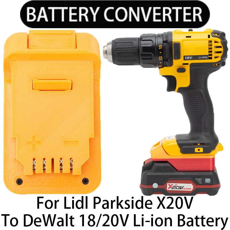 Battery Adapter/Converter for DeWalt 18/20V Li-ion tools to Lidl Parkside X20V Li-ion battery adapter power tool accessories