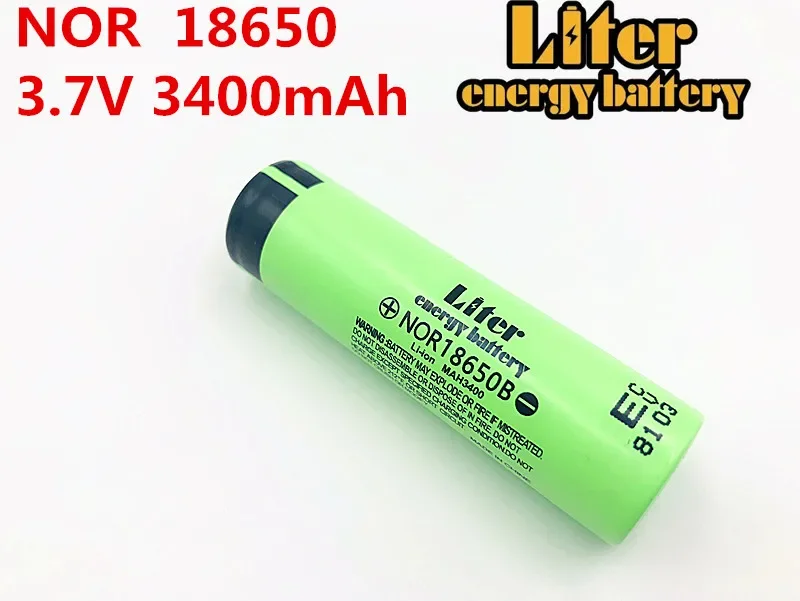 ลิตรพลังงานแบตเตอรี่6PCS 100% Original 18650 3.7V 3400MAH แบตเตอรี่ NOR18650B Lithium-Ion แบตเตอรี่ Rechargebale สำหรับแท็บเล็ต Pc
