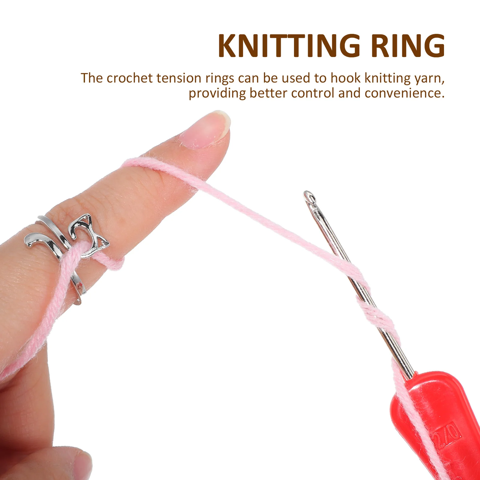

4Pcs Adjustable Crochet Ring Knitting Yarn Guide Comfortable Wear Multi Purpose Open Finger Decorative Accessory