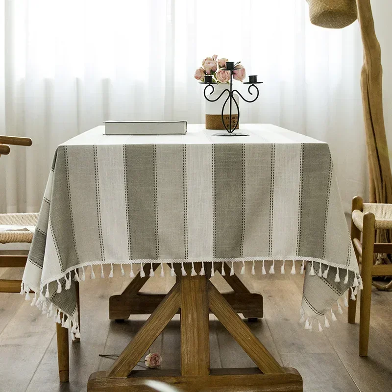 

Fresh anti-ironing table cloth fabric cotton linen small fresh Japanese fringe art fringe rectangular coffee table mat