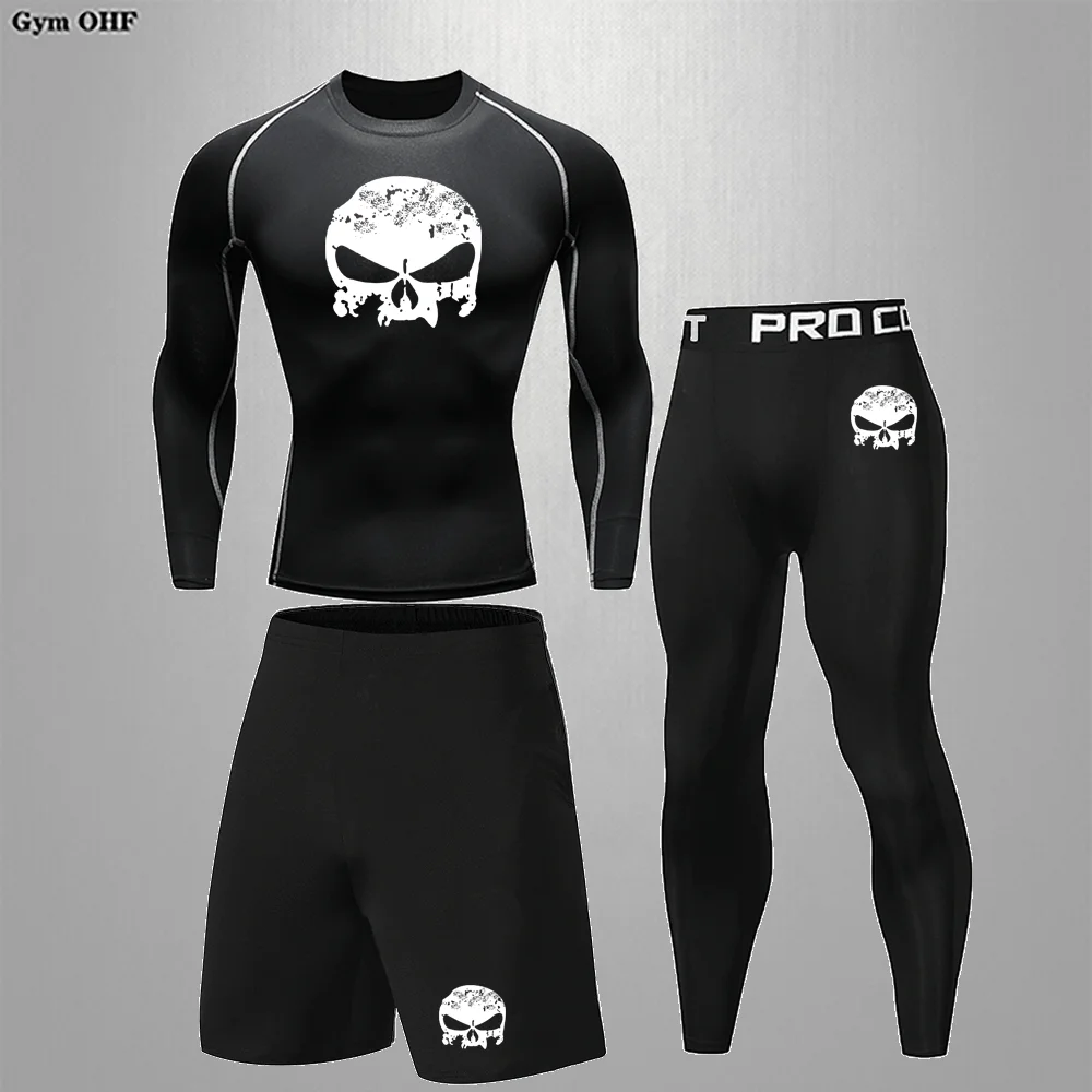 Skull Tracksuit Children\'s Rashguard jiu jitsu Kickboxing Compression Suit Boxing Jerseys Gym Jogging Training Kids Sportswear