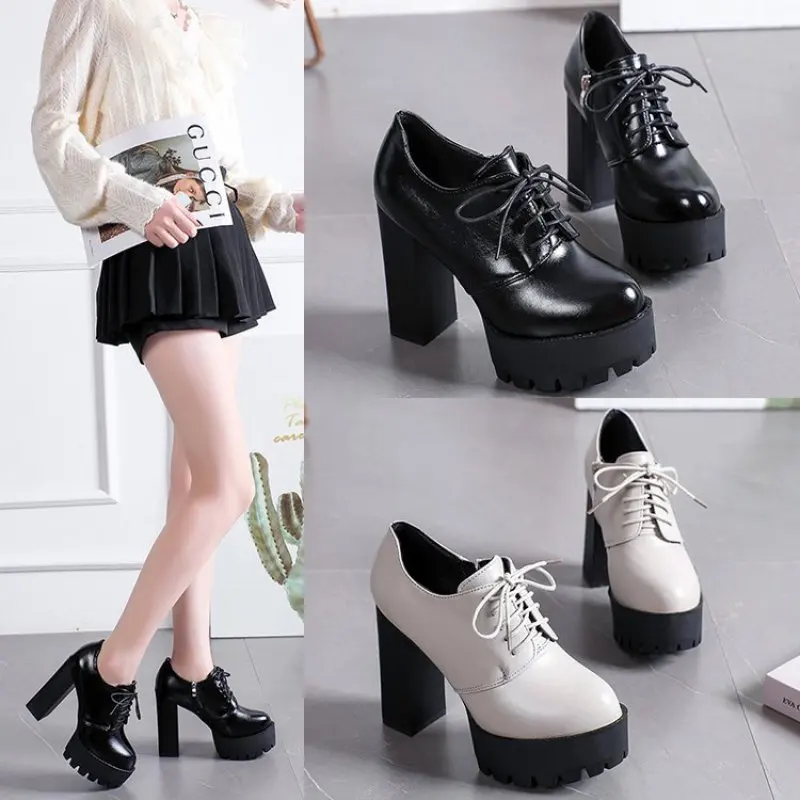 New Women Black White Ankle Boots Super High Heels Square Heels Boots Zip Insole Sexy Women Boots Verclo Fashion Spring and Fall