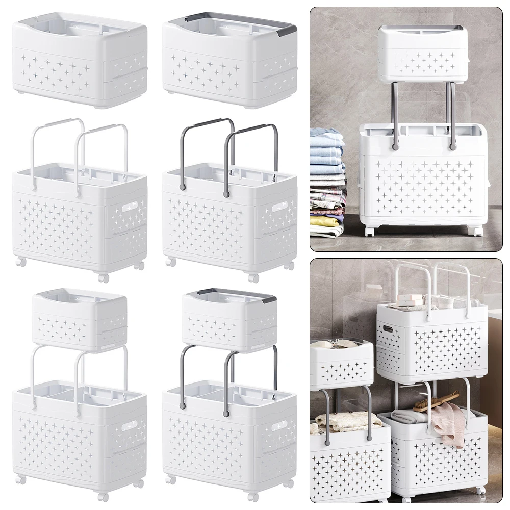 

Multi-function PP Dirty Clothes Basket Multi-layer Folding Laundry Basket Toilet Storage Basket