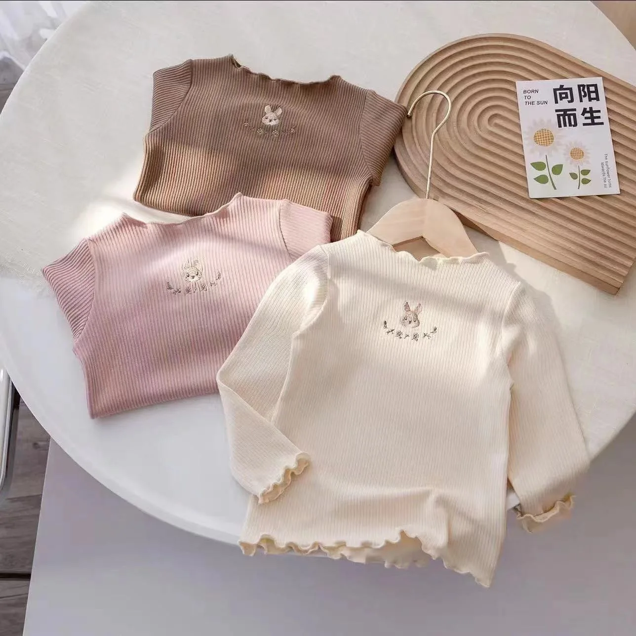 Spring and Autumn Girls' Clothing Bottom Shirt Baby Foreign Style Children's Personality Tide Korean Edition Cartoon Flower