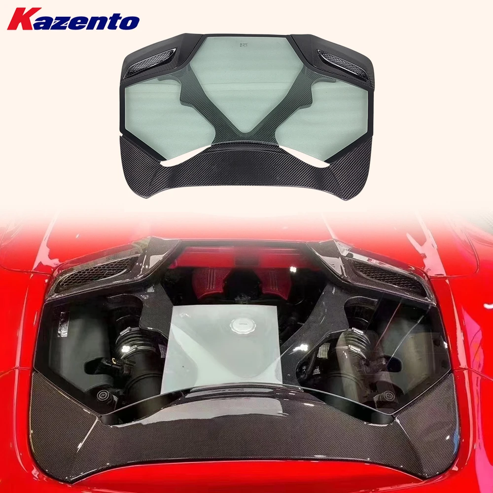 For Ferrari 488 Spider 2015-2019 Dry Carbon Fiber KZ Style Rear Engine Bonnet Hood