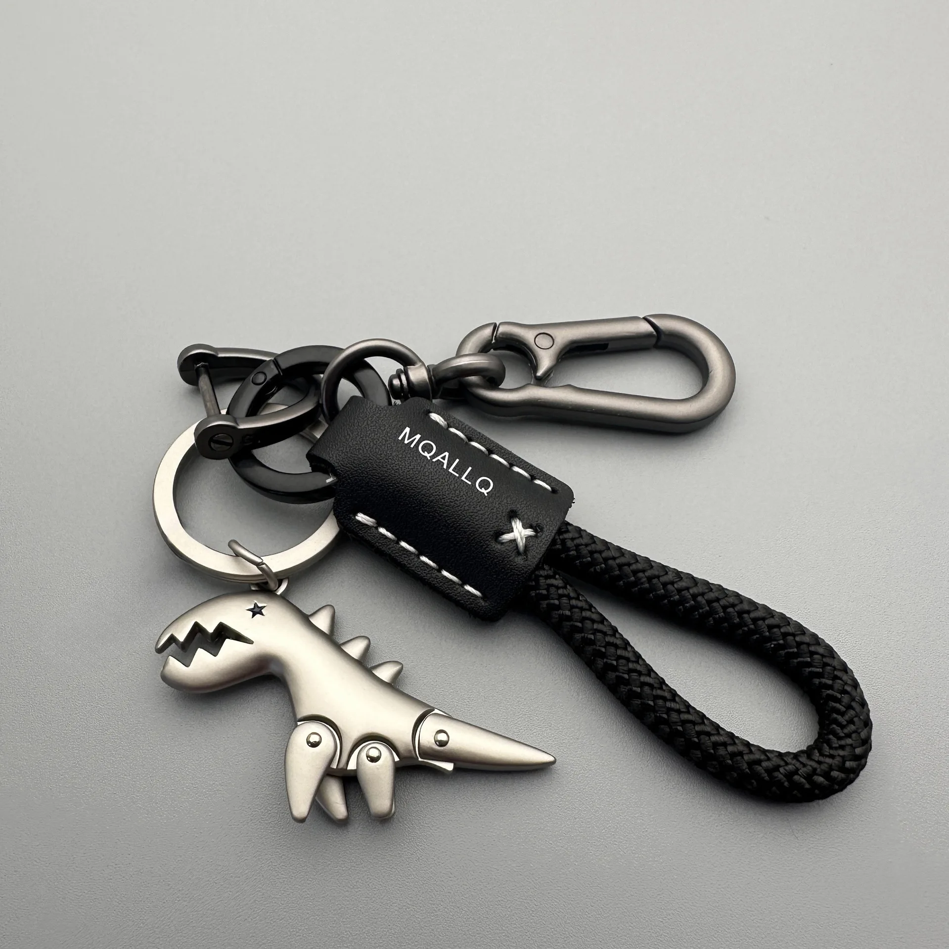 Motorcycle Decoration Accessories and Car Keychain Single Leather Woven Rope Metal Keychain Handbag Pendant Small Gift image 2