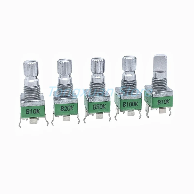 1pc ALPHA RD901F 09 Type Potentiometer Single-Unit Vertical 3 Pins B10K 20K 50K 100K Axial Length 15 mm D Half Plum Shaft