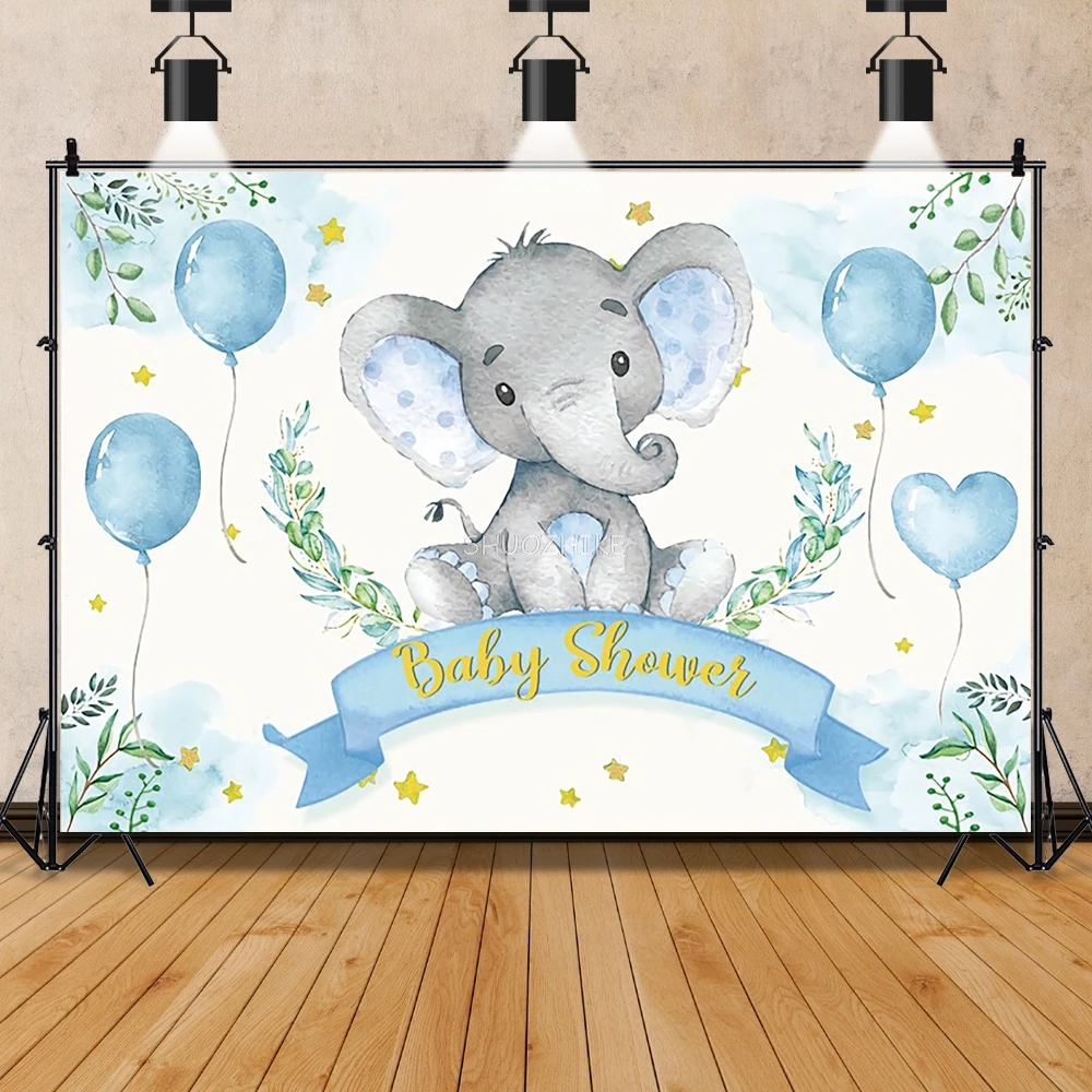 Elephant Baby Shower ฉากหลังสําหรับถ่ายภาพ Baptism เด็กผู้หญิง First Birthday Party Decor เด็กภาพพื้นหลัง Photo Studio