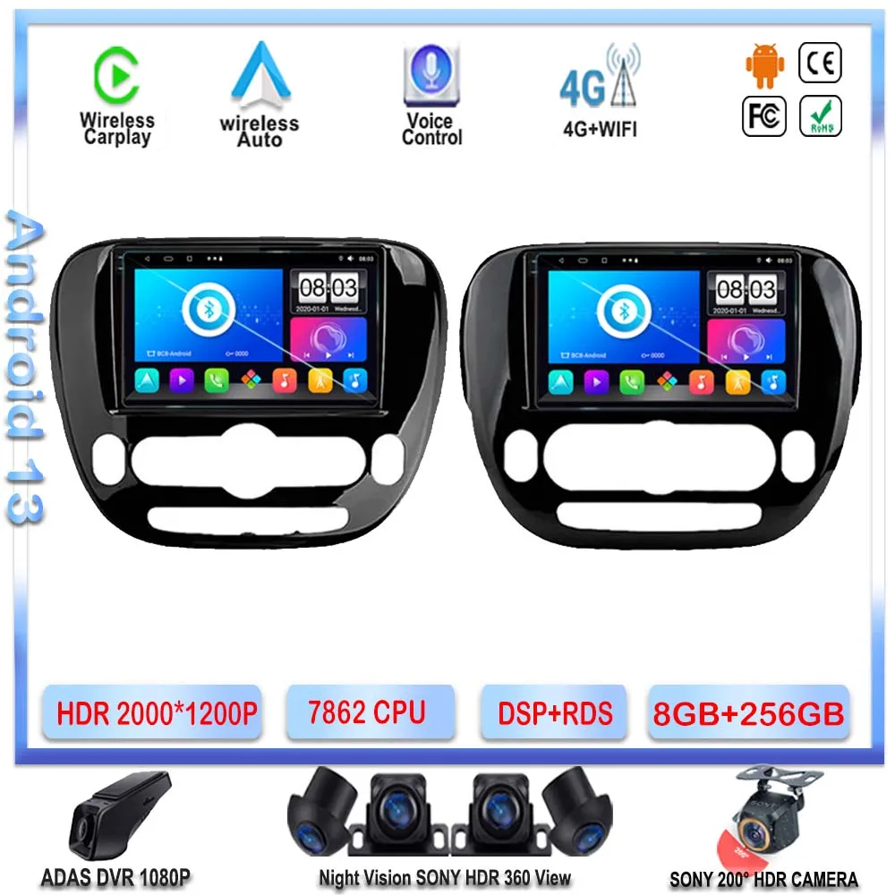 

7862 CPU Android 13 For KIA Soul 2013-2019 Car Radio Multimedia Player GPS Navigation Carplay Touch Screen No 2 din Head Unit