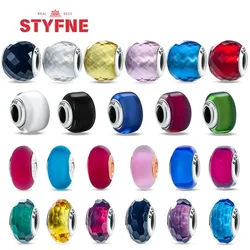 real Silver s925 Murano Colored Crystal Glass Charm Fit Original Rainbow Beads Bracelets for Women Fine Jewelry Making Gifts