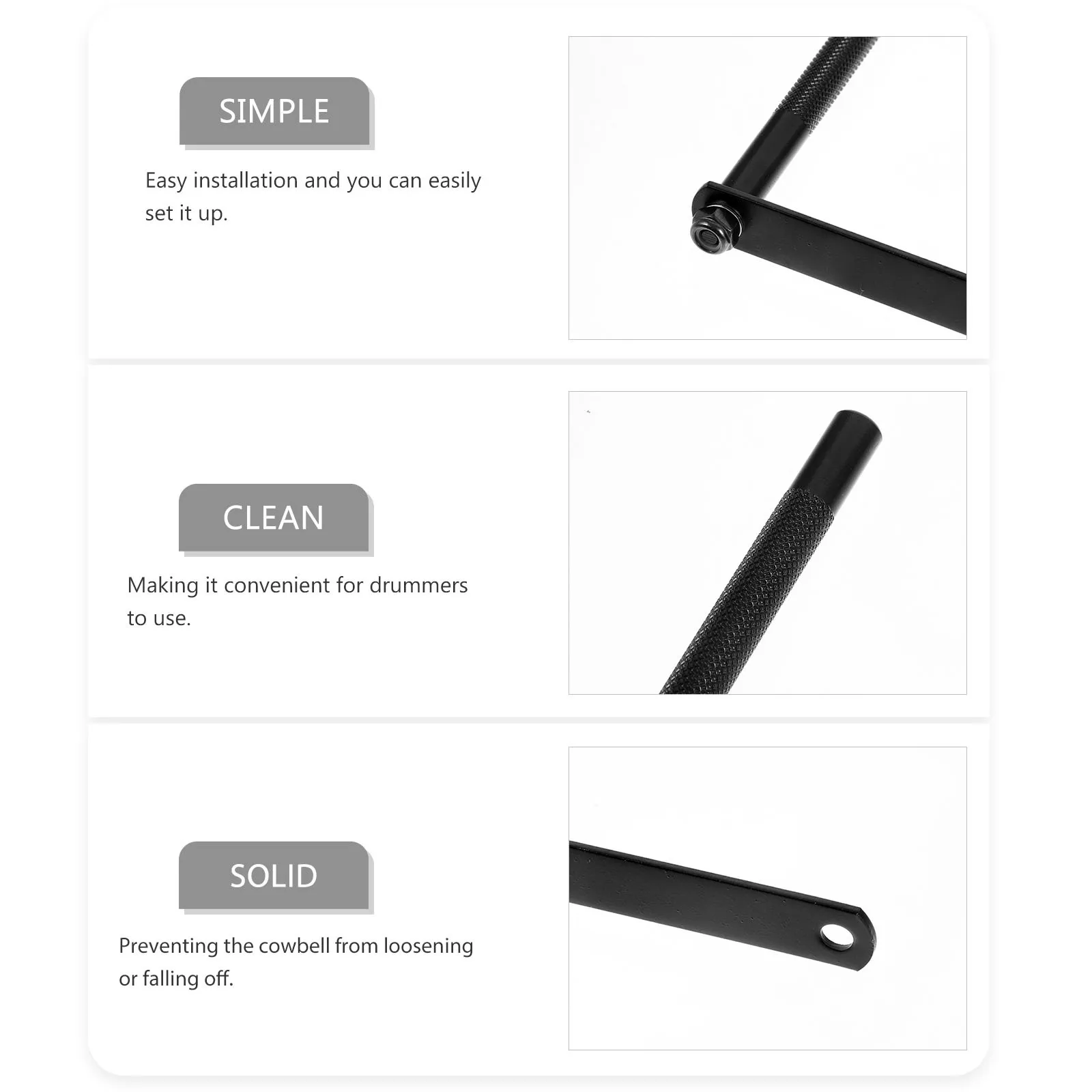 

Drum Cowbell Clamp Heavy Duty Zinc Alloy Cowbell Mount Bracket Secure Clamp for Drum Kit Hardware Cow Bell Bracket