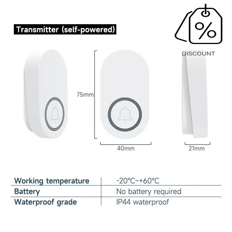ABMF-New اللاسلكية في الهواء الطلق الجرس المنزل الذكي الجرس 60 نغمات بصوت عال حجم المنزل ترحيب مقاوم للماء لا الأسلاك الاتحاد الأوروبي التوصيل